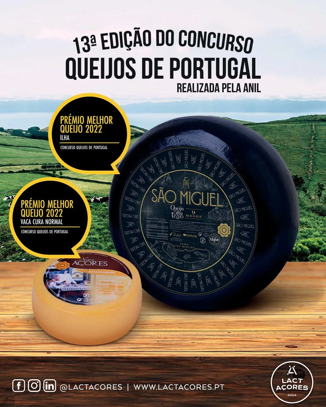 São Miguel Island Cheese 9M and Nova Açores soft cheese elected best cheese of Portugal 2022
